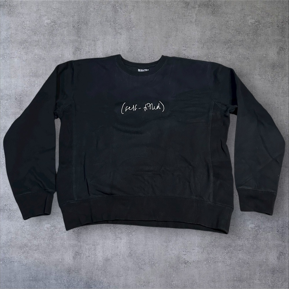 Marcus‎ Mumford Self-Afflicted Graphic Sweatshirt Pullover Crewneck Black XXL
